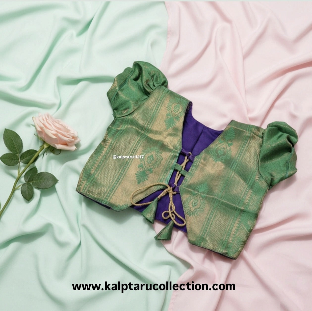 Elegant kids parkar polka style outfit in purple and green for occasions | Kalptaru Collection
