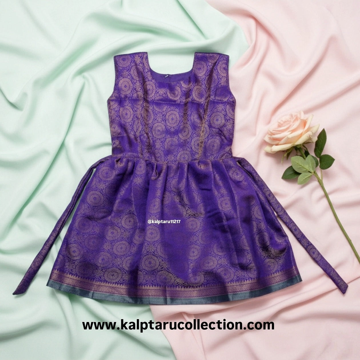 Elegant kids festival wear lehenga choli in purple and green silk | Kalptaru Collection