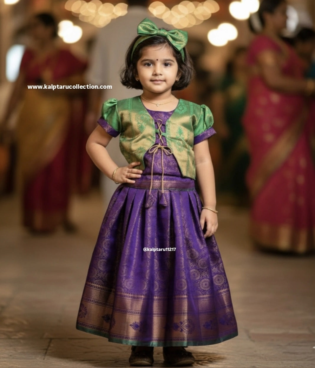 Girls purple and green lehenga choli festive outfit for weddings | Kalptaru Collection