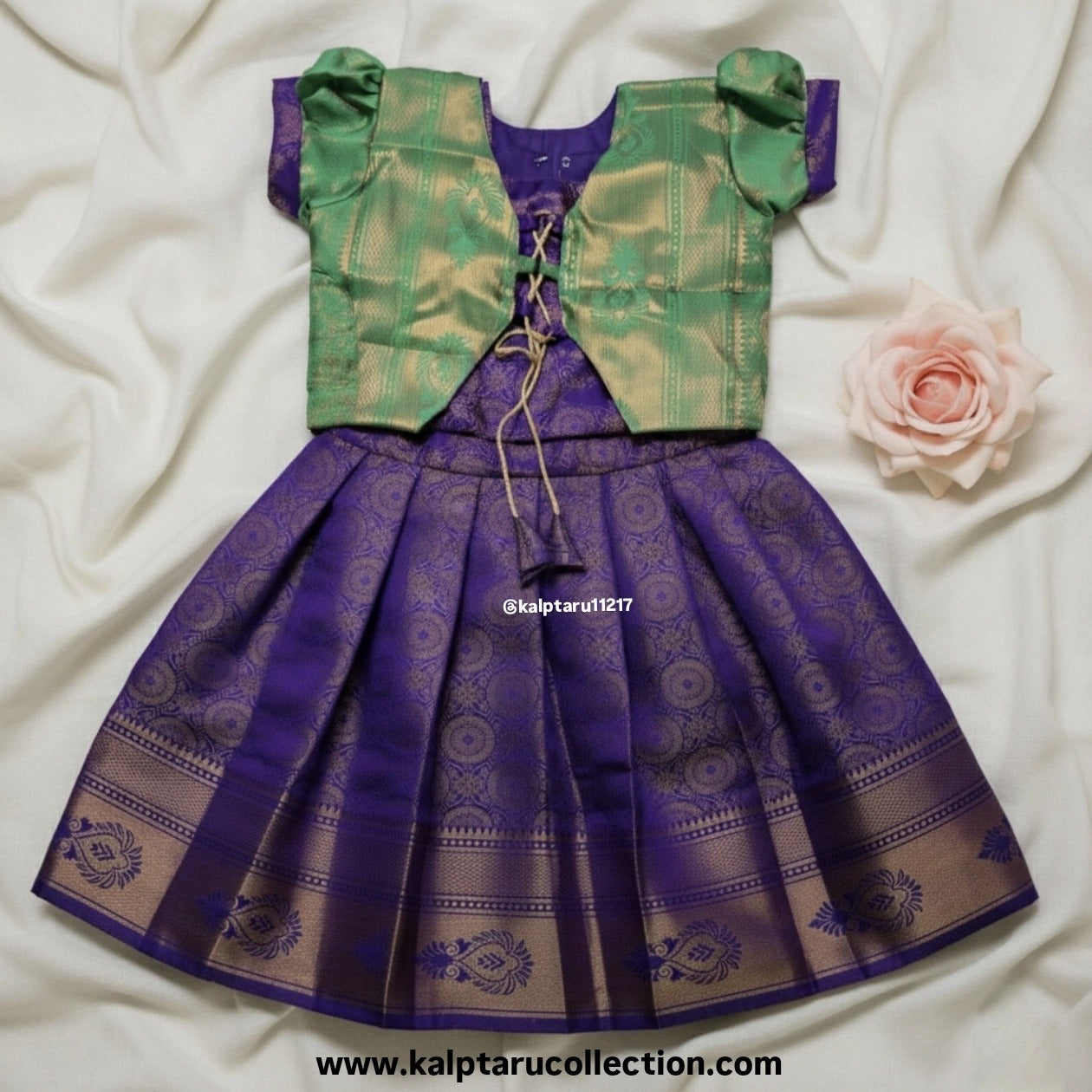 Designer silk lehenga choli for girls in purple with green blouse | Kalptaru Collection.