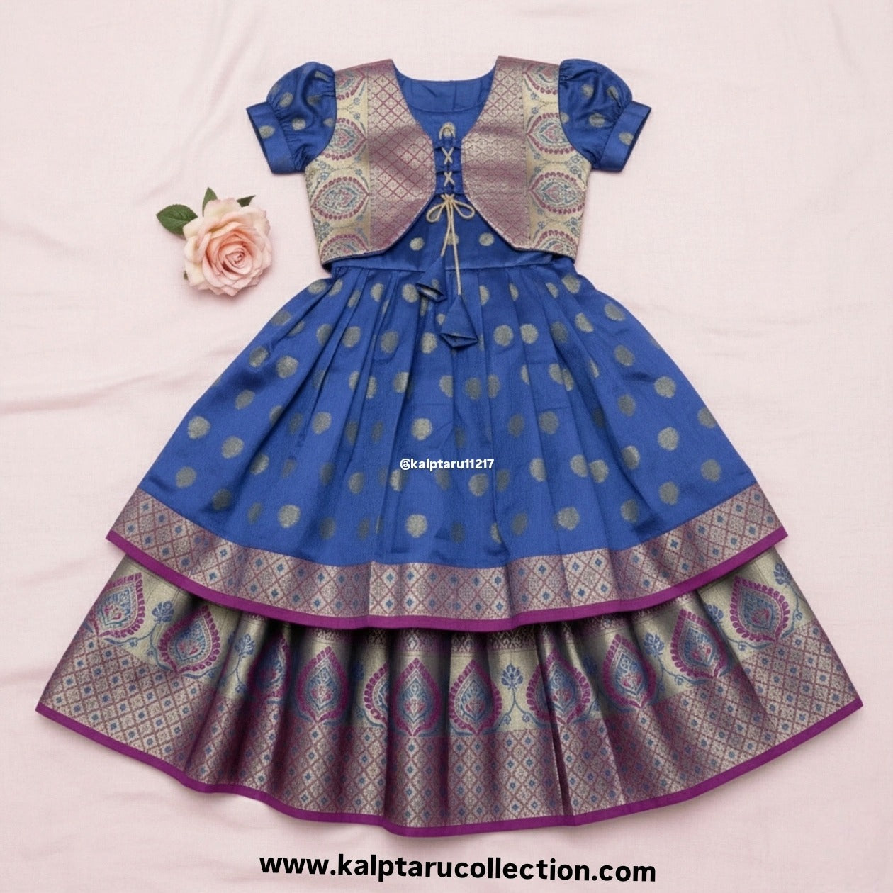 Kalptaru Collection kids blue traditional skirt top for family functions