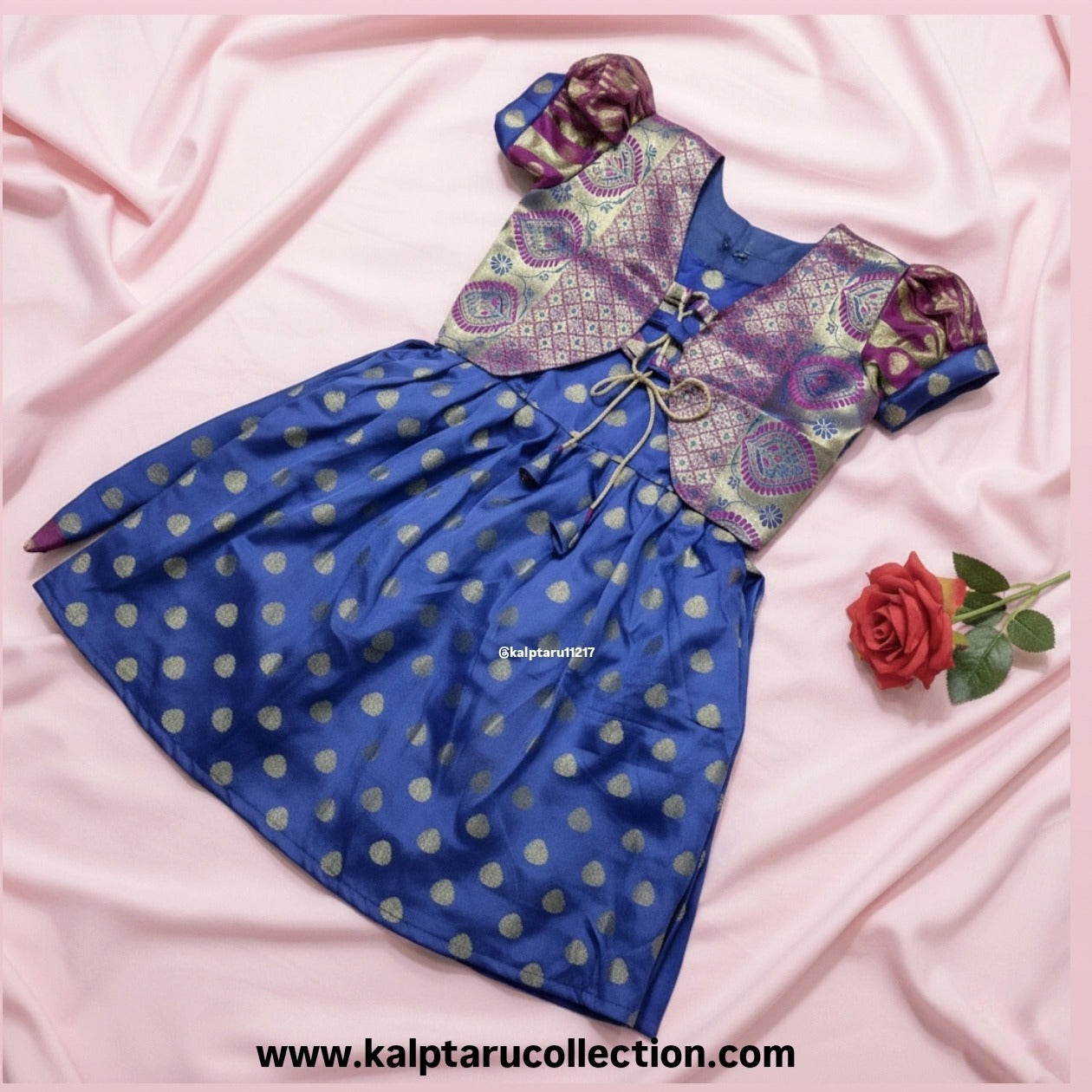 Kalptaru Collection blue pattu style lehenga for toddler festival outfit