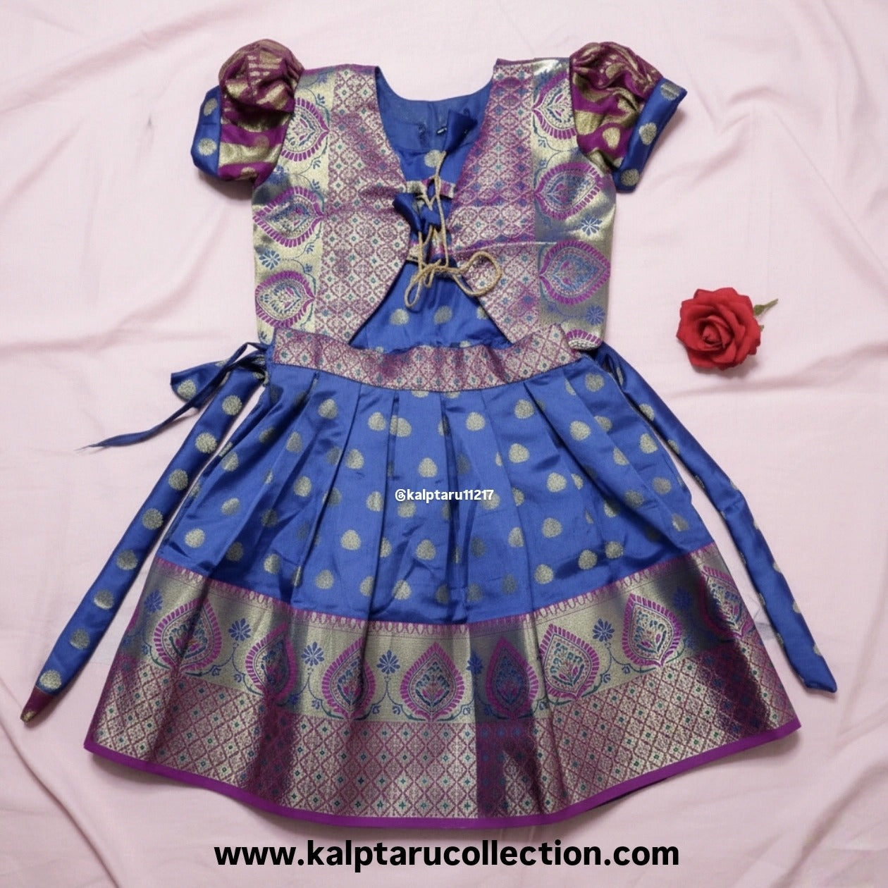 Kalptaru Collection blue brocade skirt top for baby girl wedding function