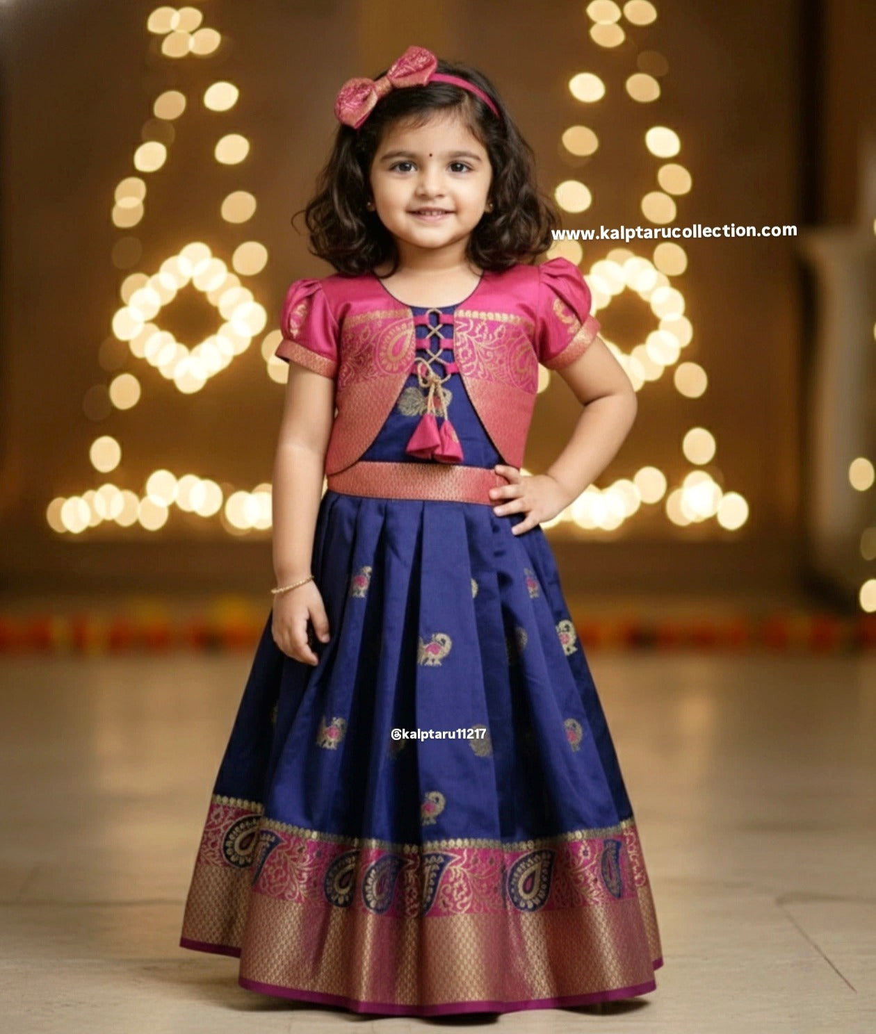 Kids navy blue and pink lehenga choli for festivals and weddings | Kalptaru Collection