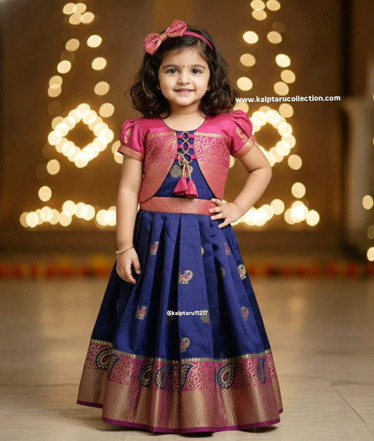 Kids navy blue and pink lehenga choli for festivals and weddings | Kalptaru Collection