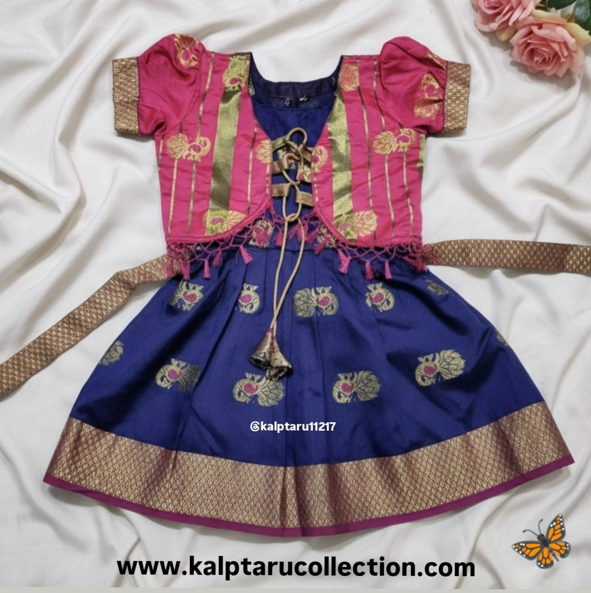 Kalptaru Collection girls party wear lehenga choli in navy and pink silk