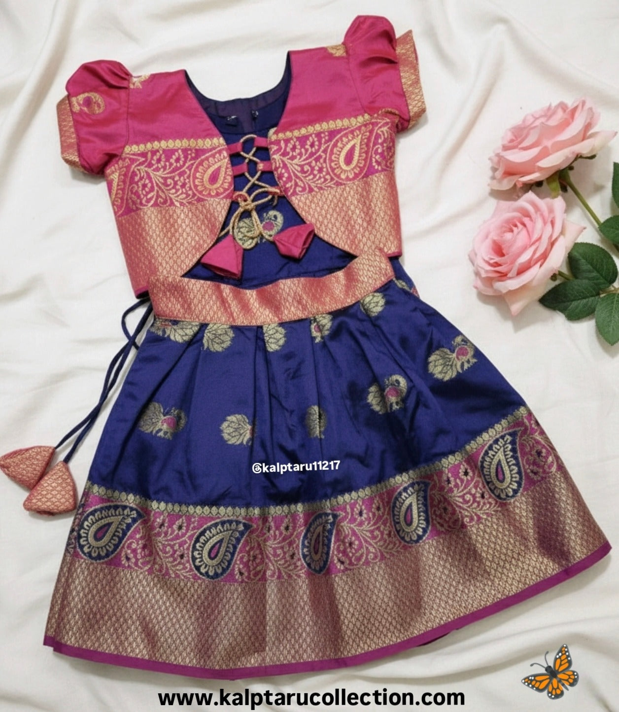 Traditional girls lehenga choli with zari border for festivals | Kalptaru Collection