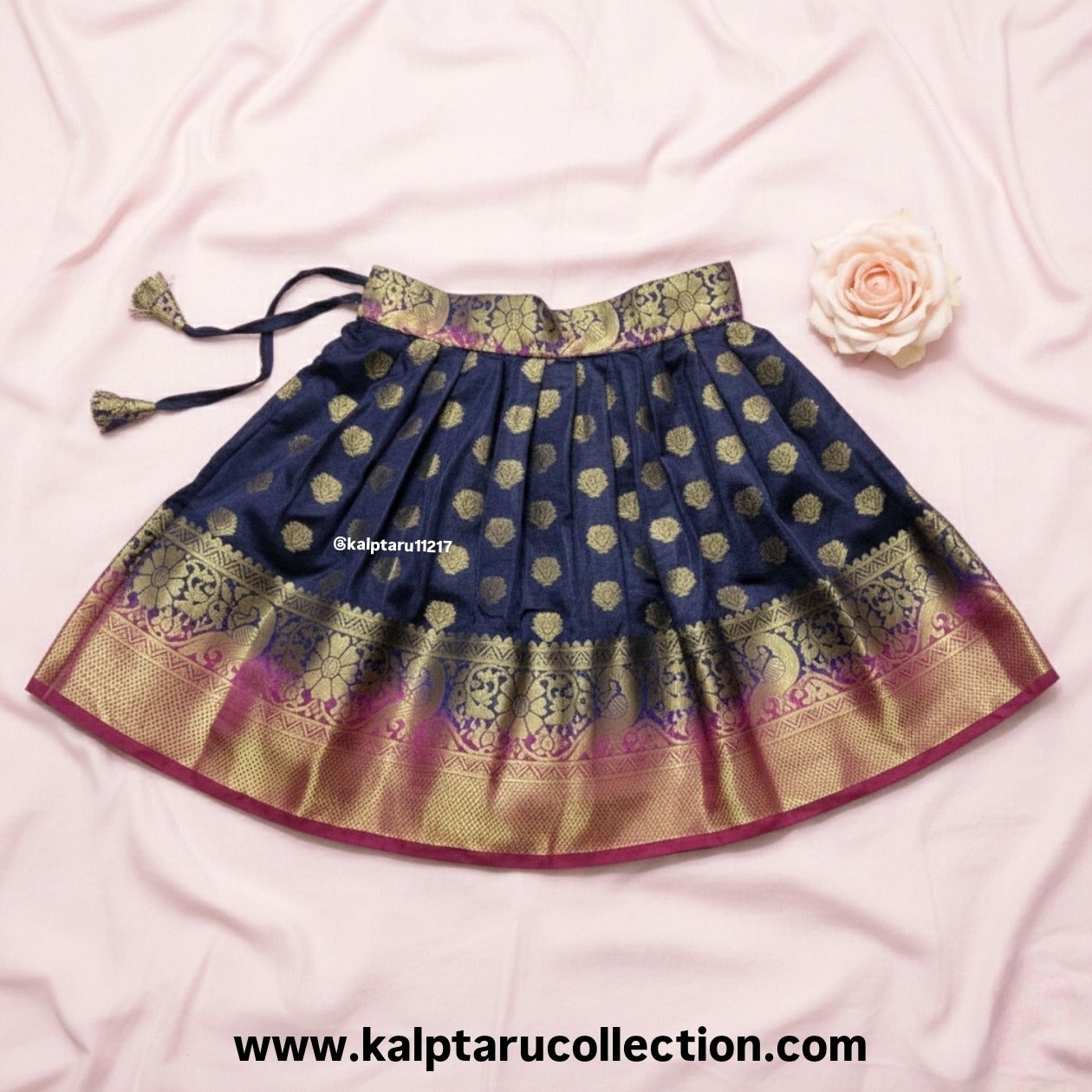 4 year girl silk skirt top for function navy blue Kalptaru Collection
