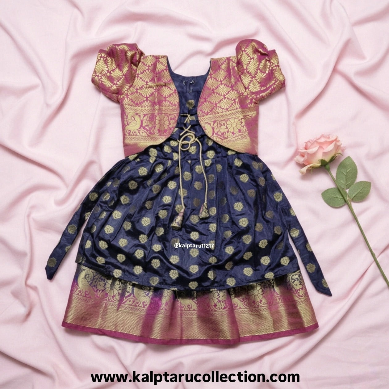 Parkar polka pihu navy blue dress