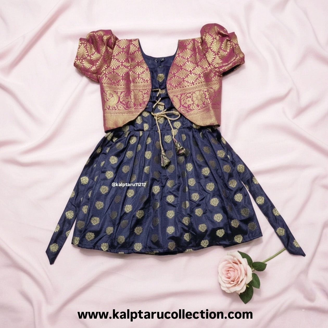 Parkar polka pihu navy blue dress