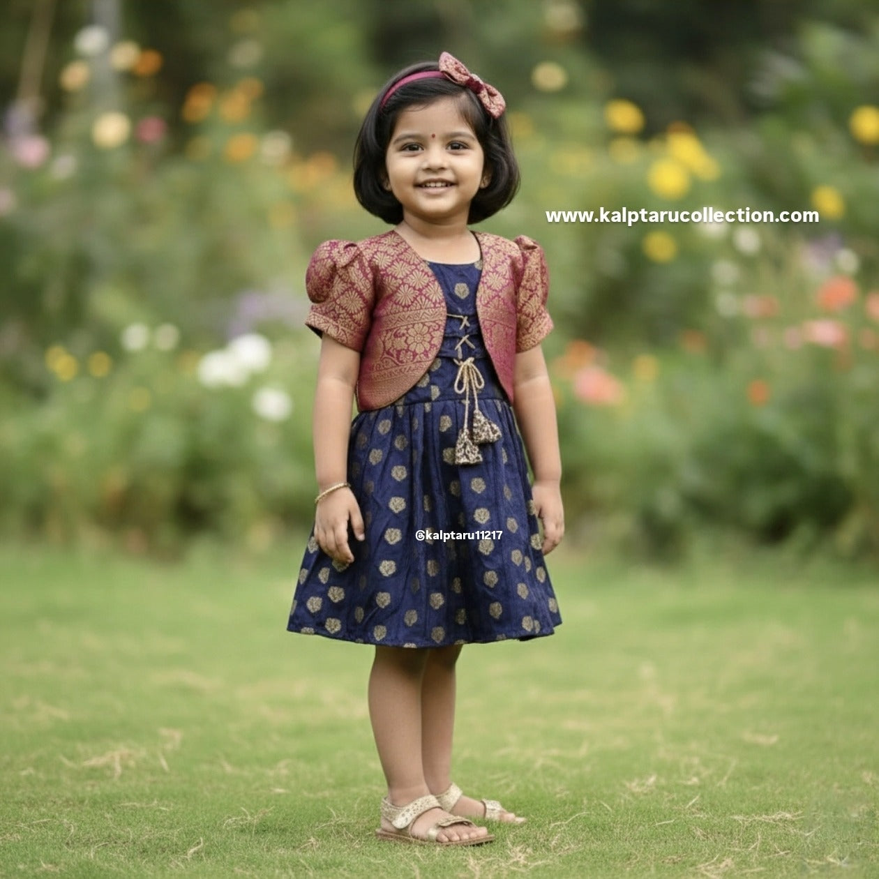 Parkar polka pihu navy blue dress