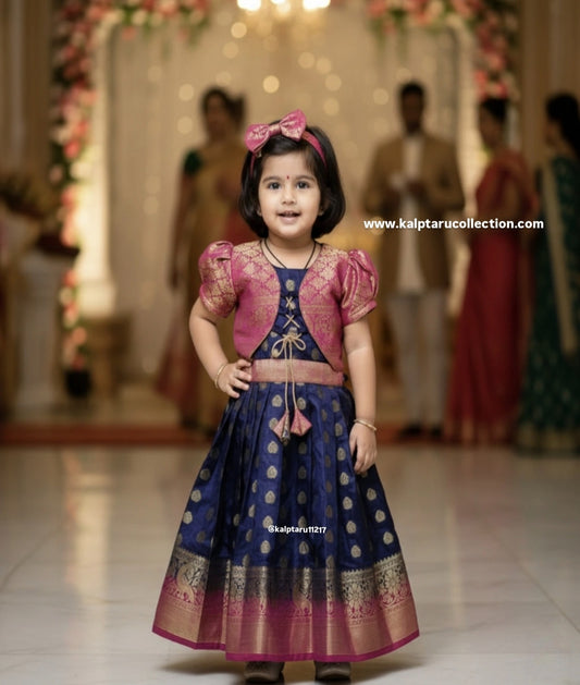 Parkar polka pihu navy blue dress