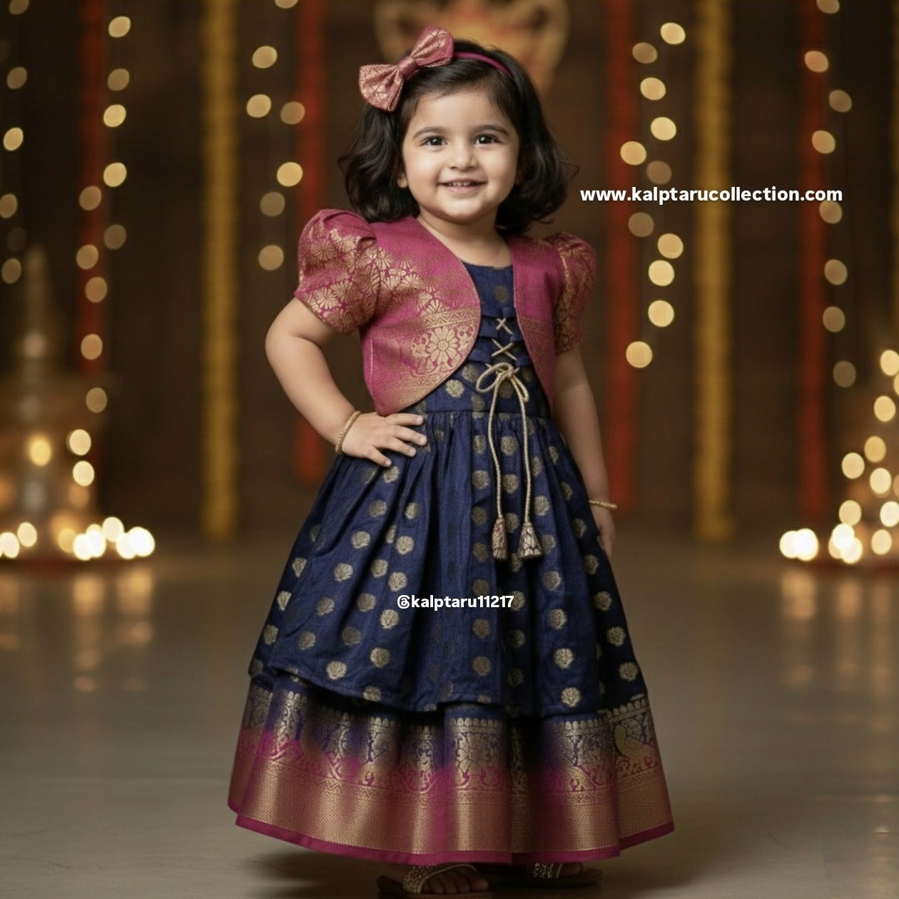 Parkar polka pihu navy blue dress