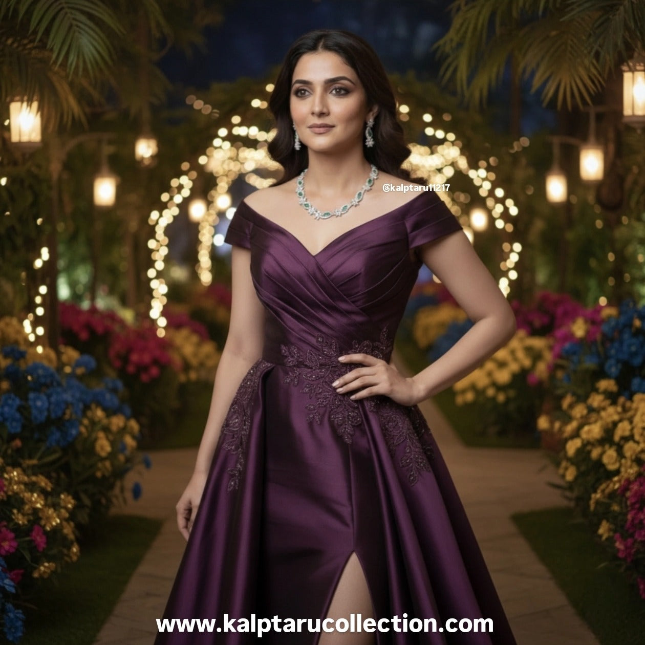 Wedding-Party jewelry necklace set with green stones for women by Kalptaru Collection