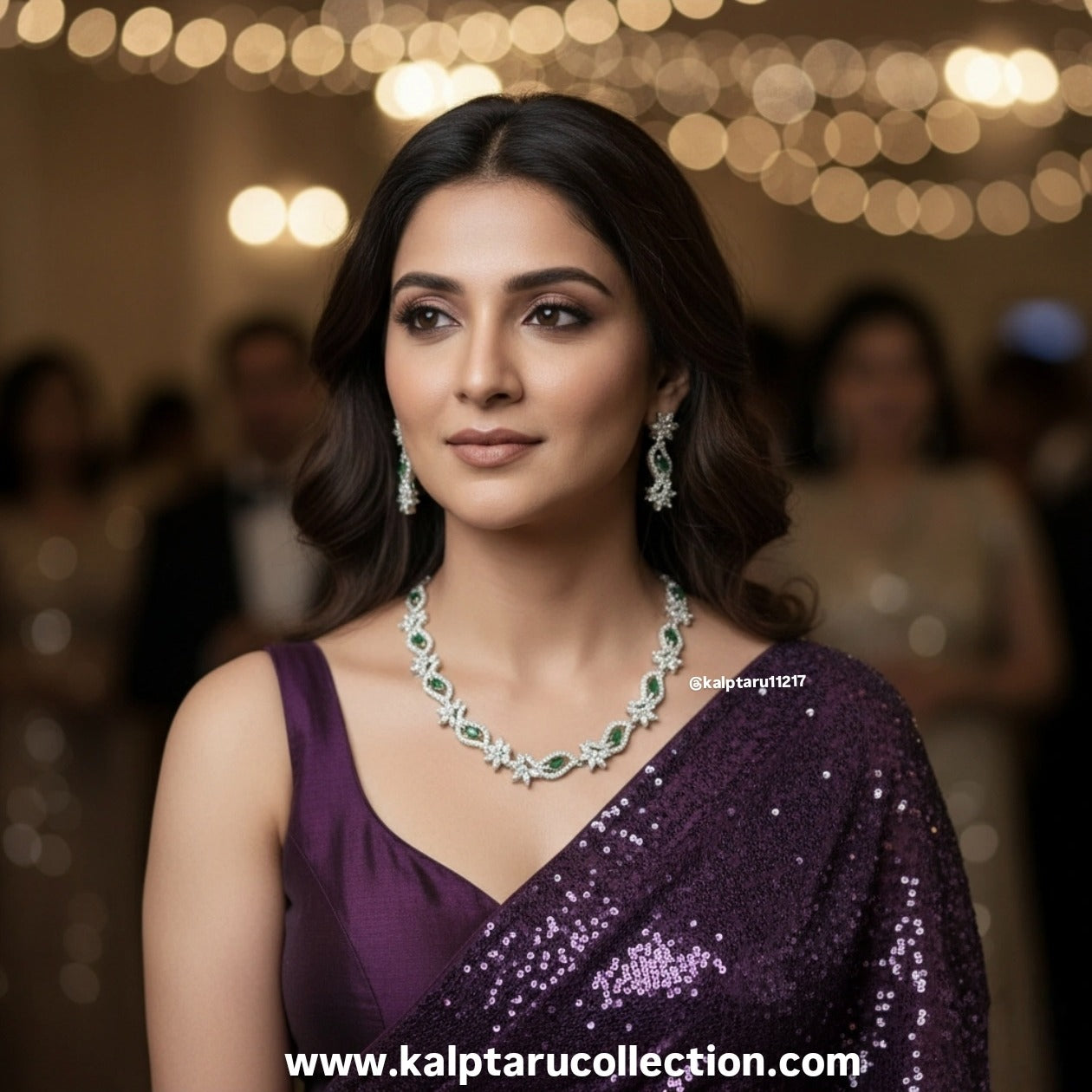 Festive diamond look necklace earrings combo by Kalptaru Collection