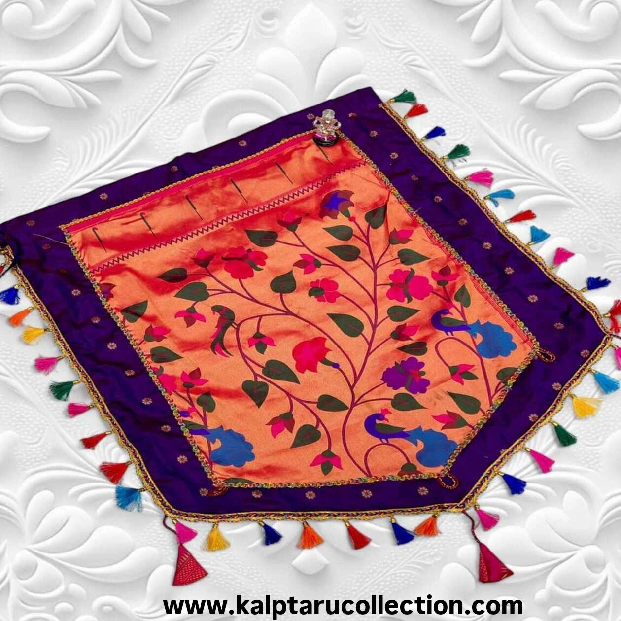 Ganesh festival brocade silk peacock backdrop – Kalptaru Collection