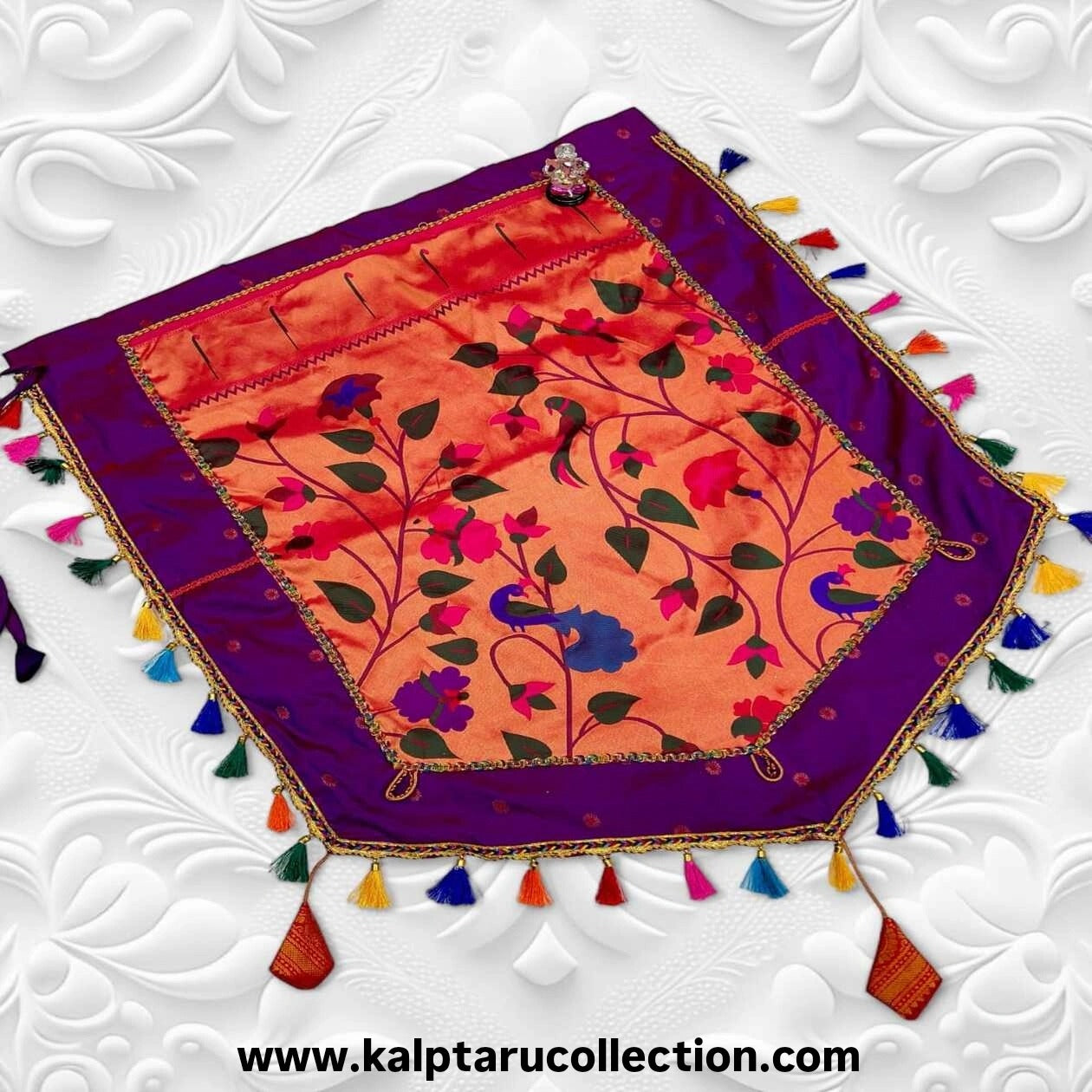 Paithani brocade silk Ganesh Chaturthi backdrop – Kalptaru Collection
