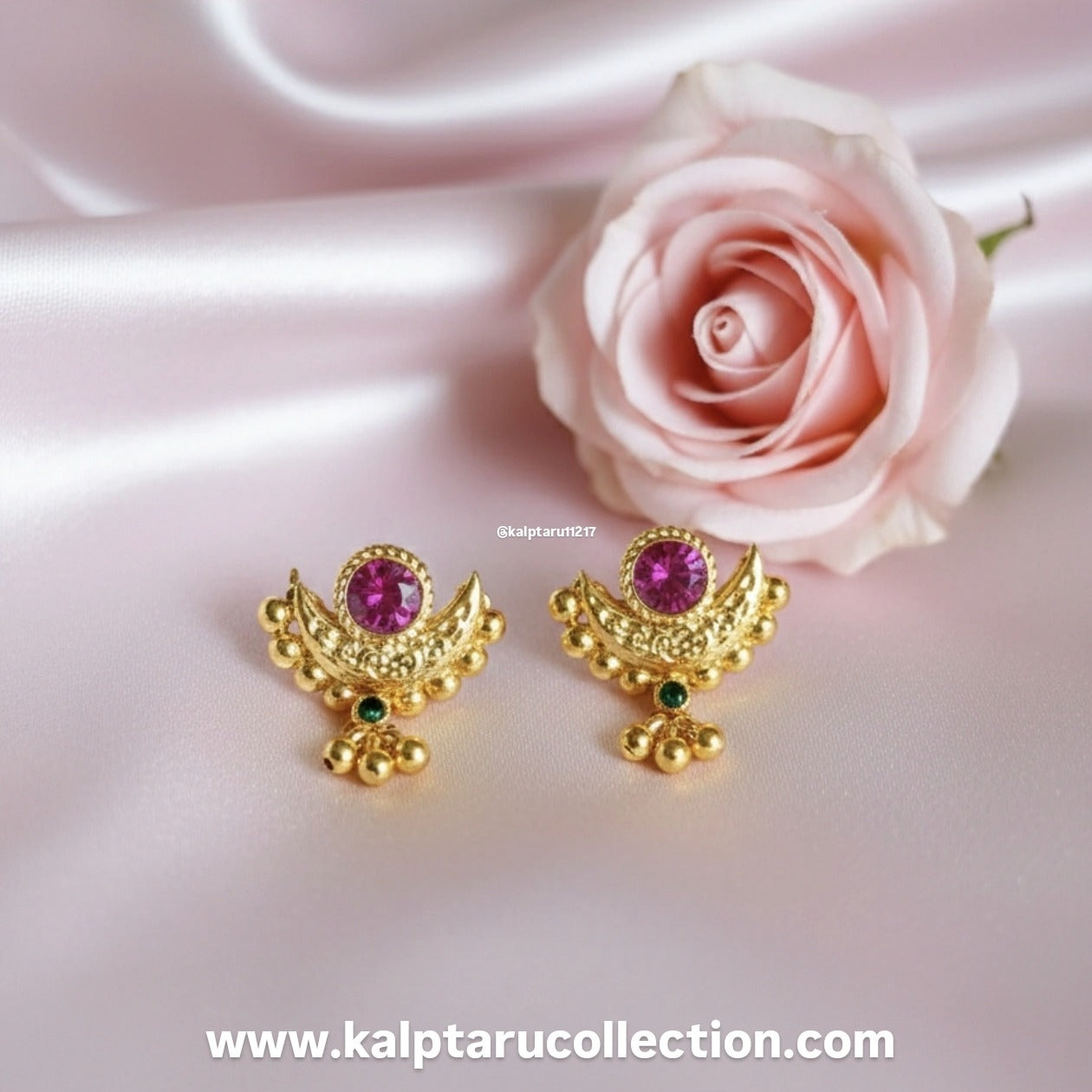 Chandorkar studs gold look Maharashtrian earrings by Kalptaru Collection