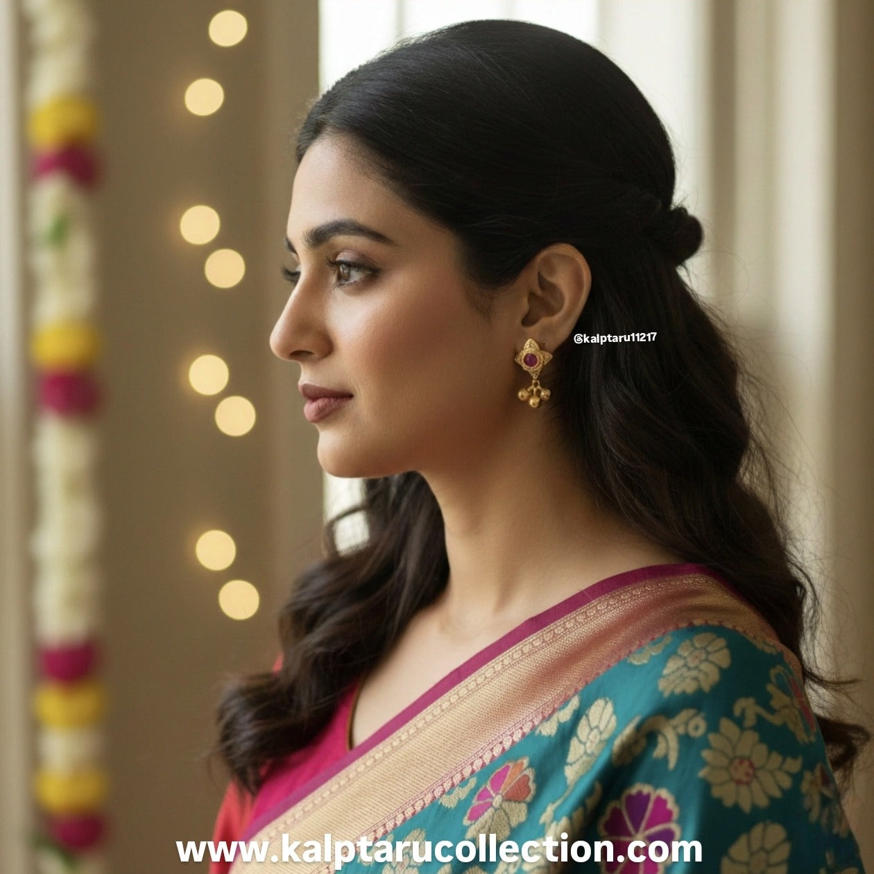 Maharashtrian gold look Belpan earrings for festive wear at Kalptaru Collection