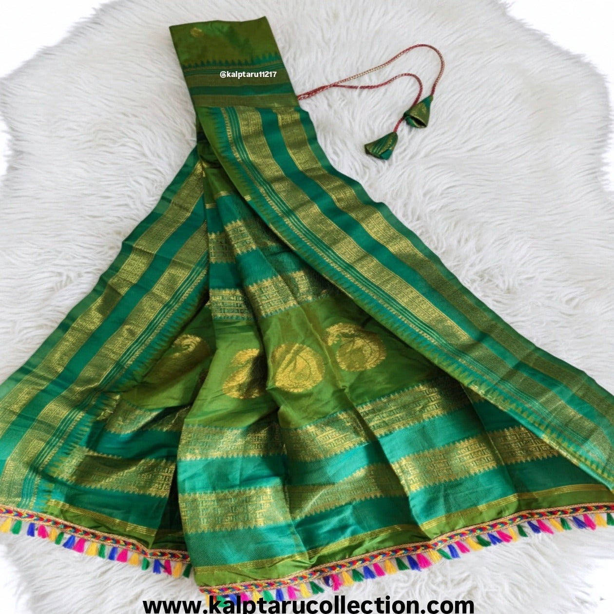 Readymade Parrot Green Paithani Gudhi Vastra For Gudhi Padwa at Kalptaru Collection