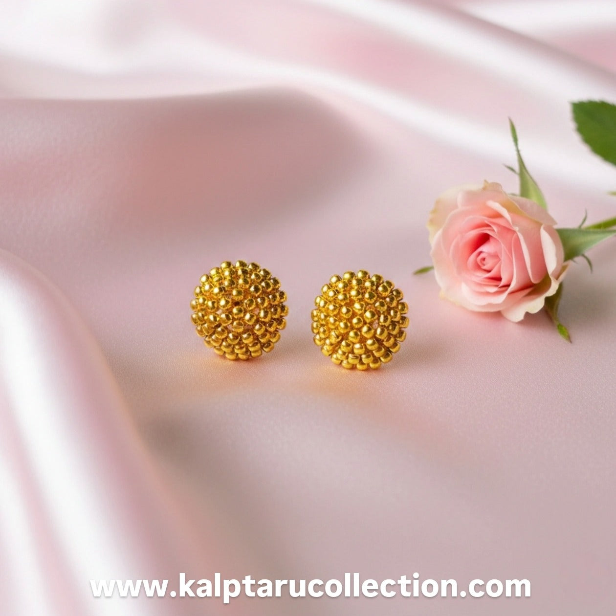 Gold thushi stud earrings Maharashtrian jewelry Kalptaru Collection