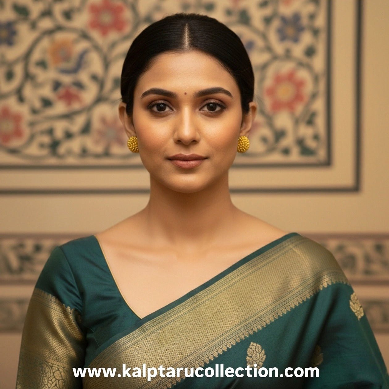  Ethnic gold thushi studs handcrafted design by Kalptaru Collection