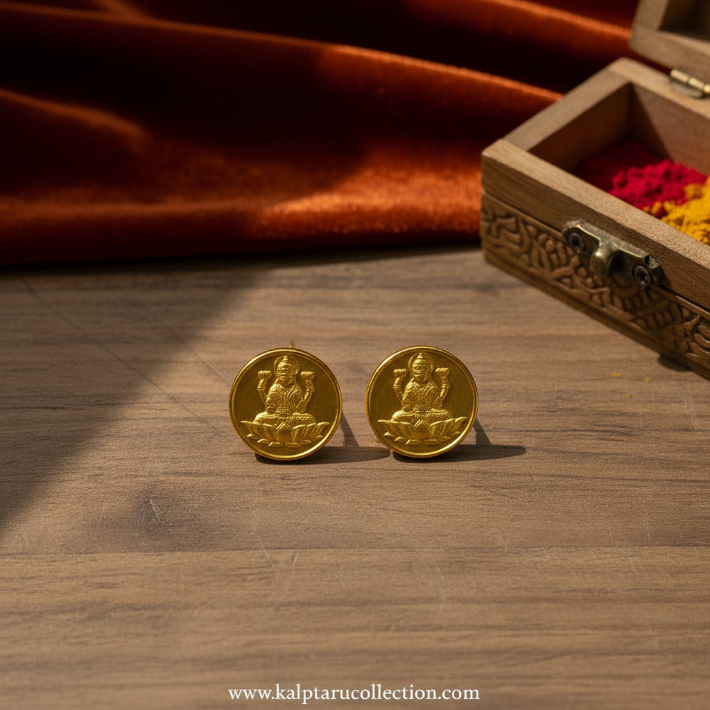 Goddess Lakshmi coin stud earrings for women at Kalptaru Collection