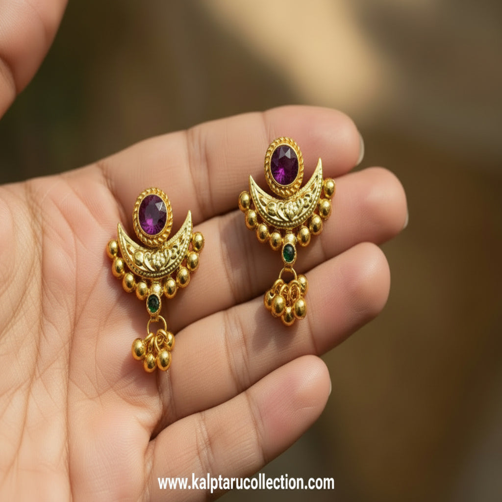 Designer Traditional Chandorkar stud earrings for Women Kalptaru Collection