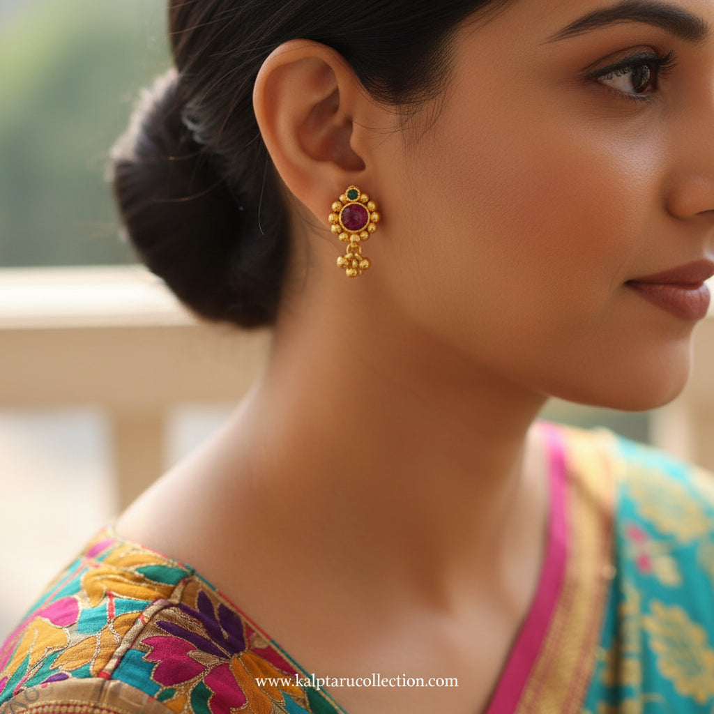 Kolhapuri traditional golden studs/tops for women – perfect gifting choice by Kalptaru Collection