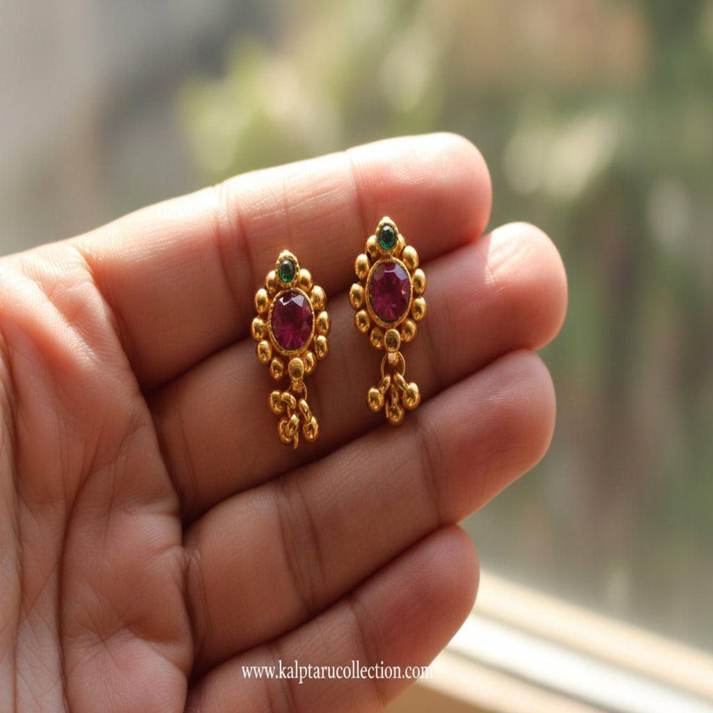 Traditional Kolhapuri golden kudi tops/studs festive look for women – Kalptaru Collection