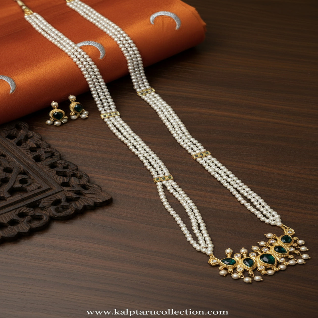 Kalptaru Collection traditional Maharashtrian pearl mala-tanmani jewelry for women.