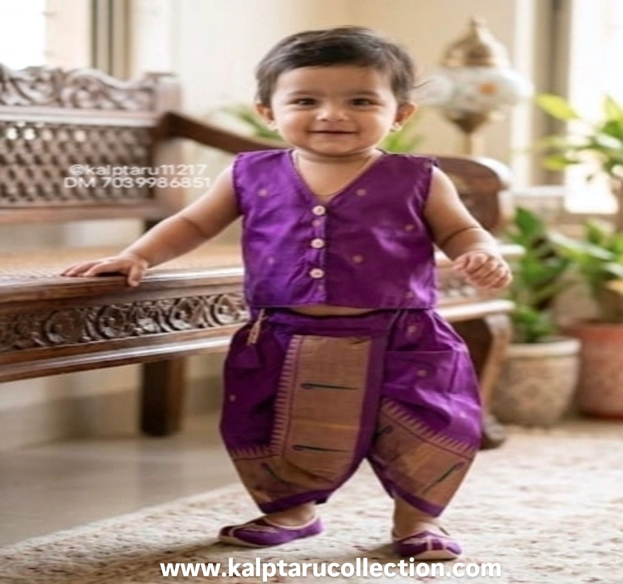 Shop Now Paithani Traditional Jacket-Dhoti Set for Baby Boy for Naming Ceremony or any Functions Online by Kalptaru Collection 