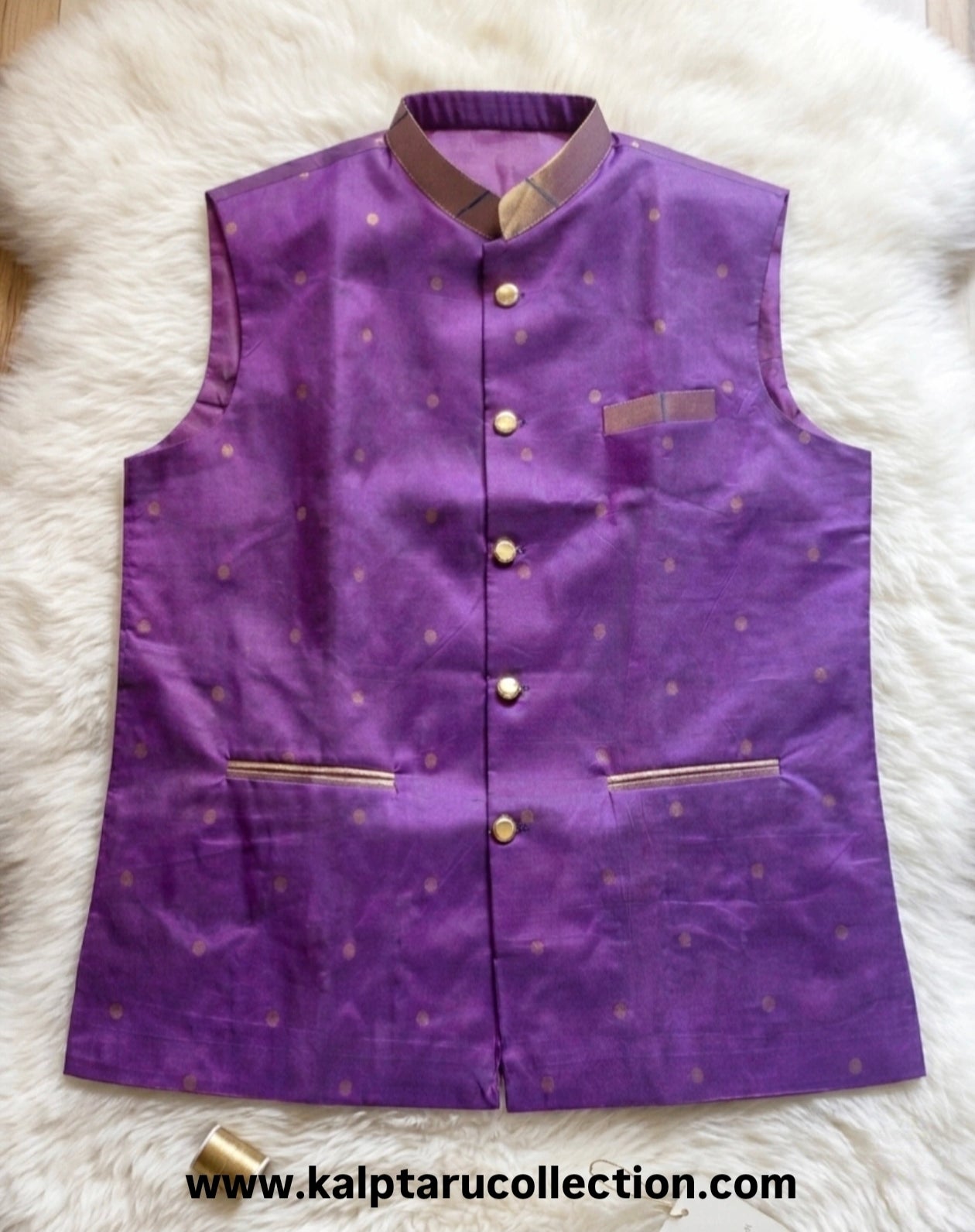 Shop Paithani matching jacket for man-husband-father for any function color purple online by Kalptaru Collection 