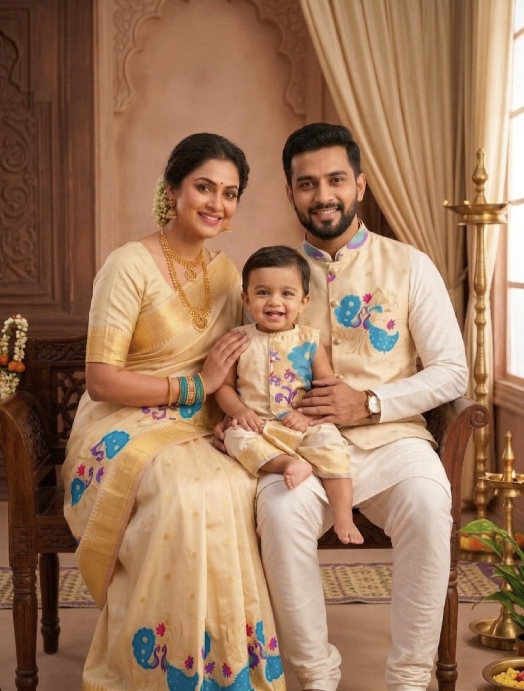 paithani family combo set matching outfits Kalptaru Collection