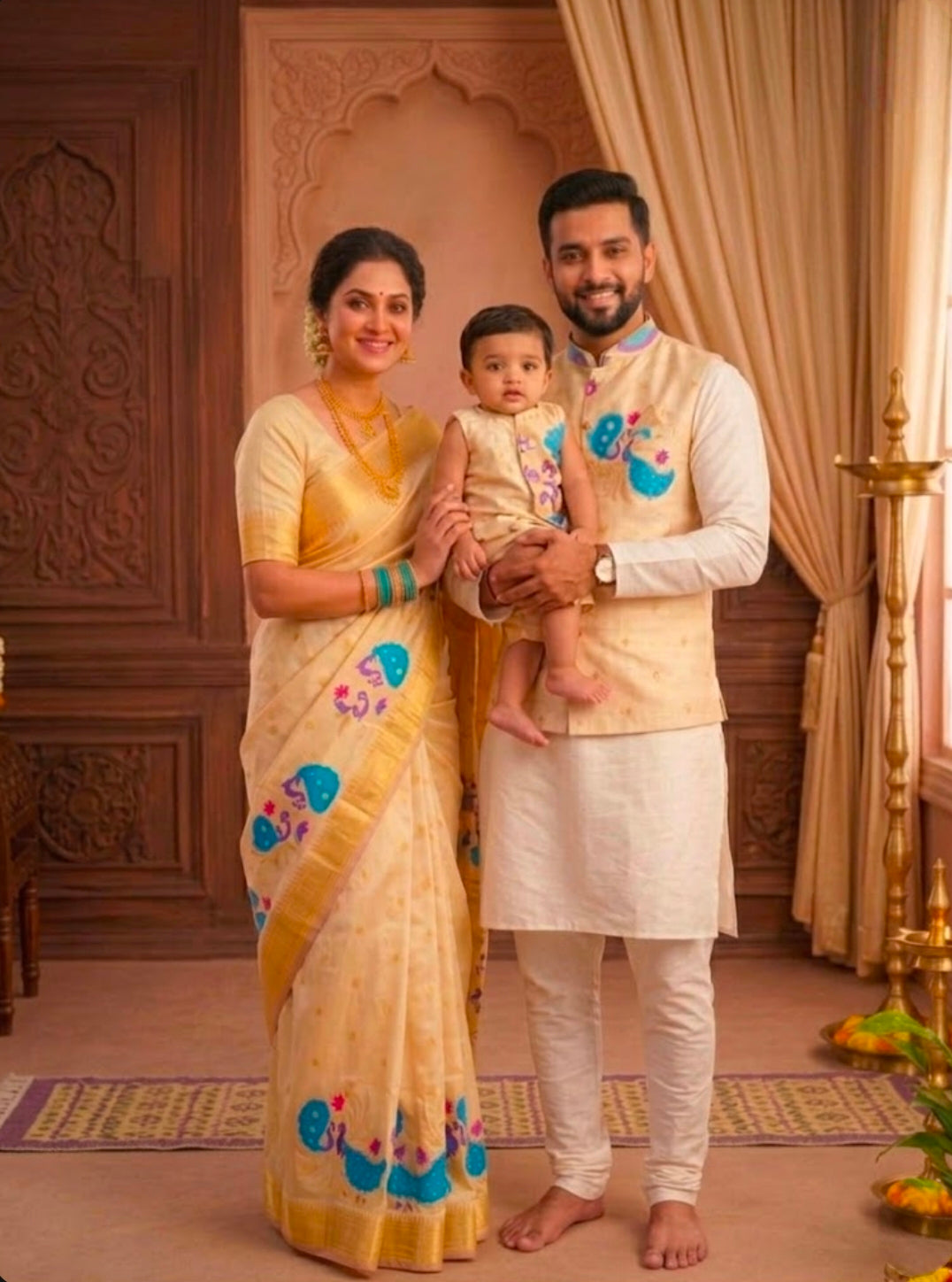 customised family matching outfit india paithani Kalptaru Collection