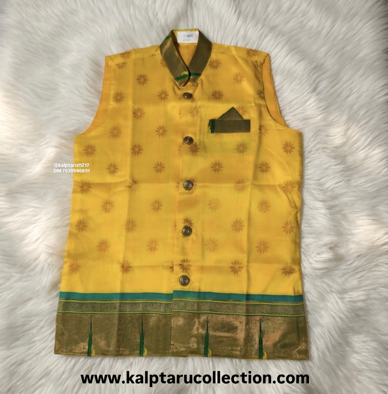 Shop online Traditional paithani matching jacket for boy-son-brother for ethnic wear by Kalptaru Collection