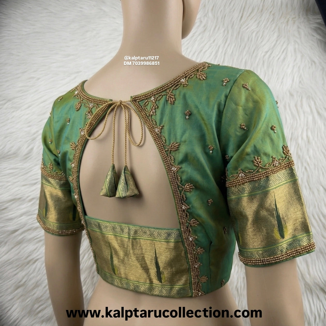 Shop now paithani traditional saree with aari work stitched blouse - one stop solution online for family matching combo by Kalptaru Collection 