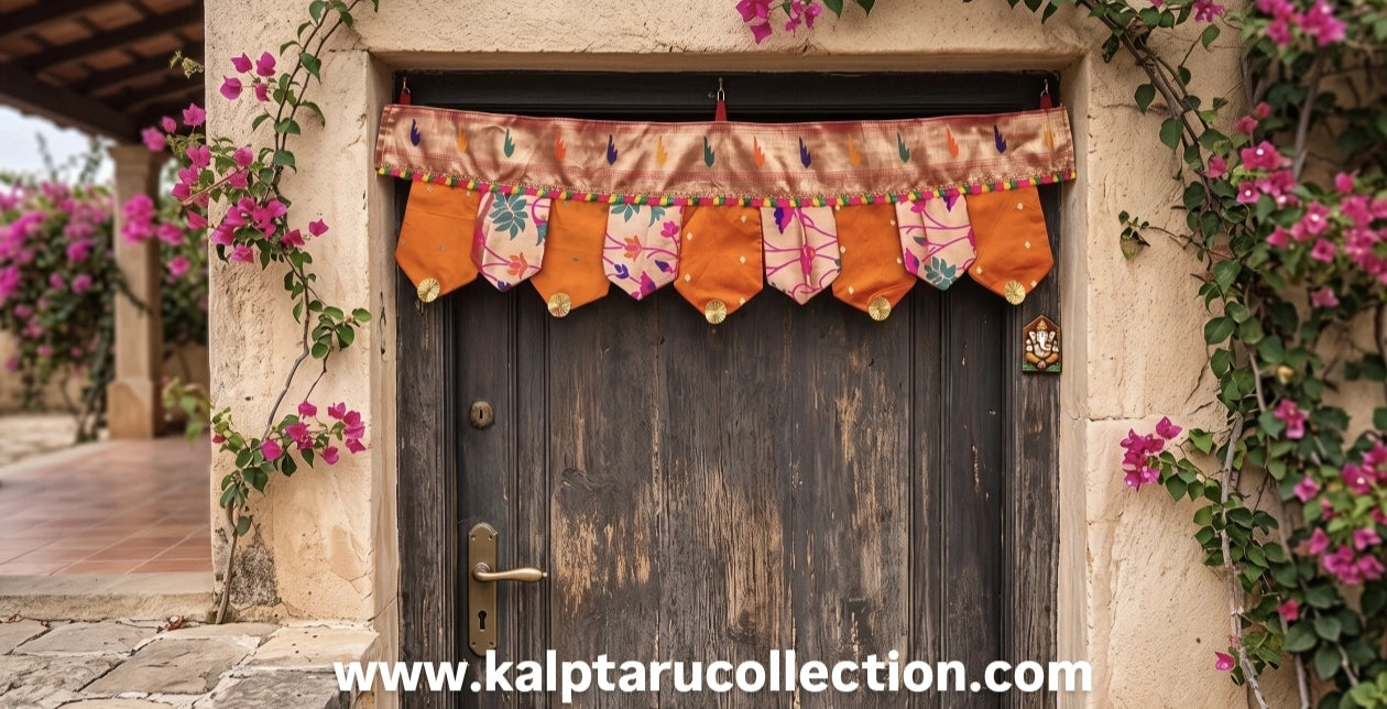 maharashtrian door paithani toran orange colour for festival decor by Kalptaru Collection