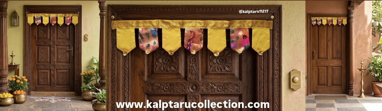 Maharashtrian yellow paithani toran bandhanwar online for home decor at affordable price by Kalptaru Collection