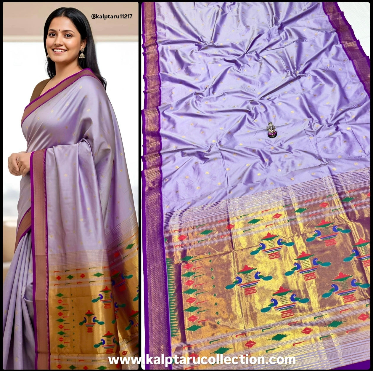 Paithani Family Combo Set Matching Outfits | Yeola Double Pallu Semi Paithani Saree Family Matching Outfit | Kalptaru Collection