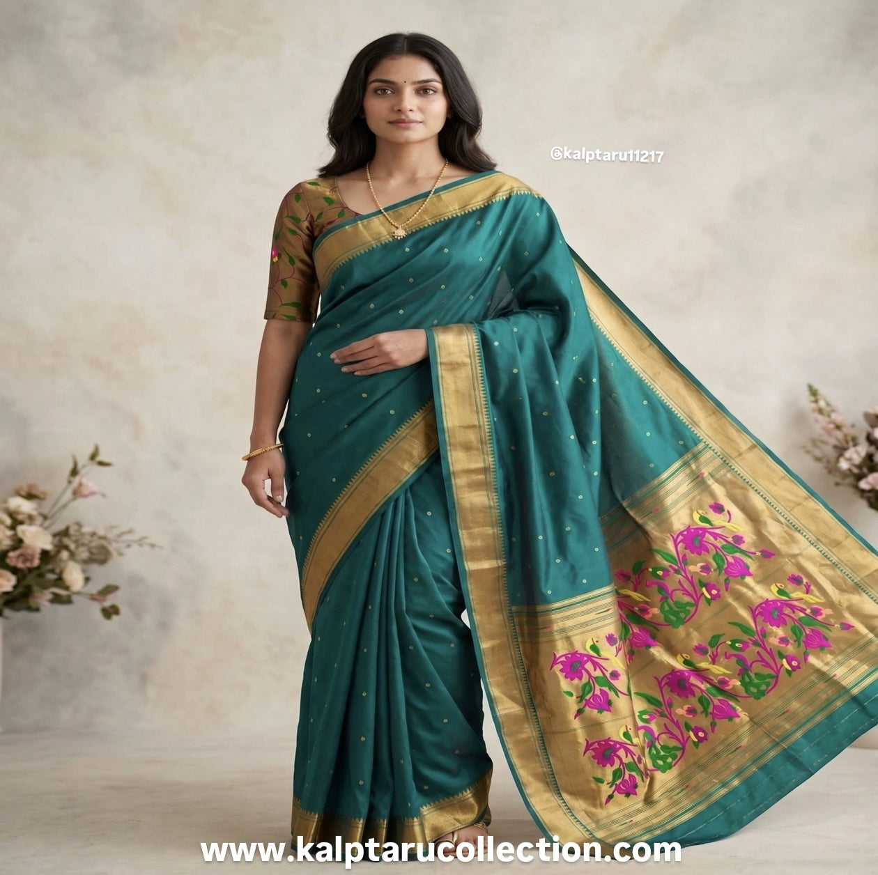 Paithani silk family combo set india for festival-naming-ceremony-Kalptaru-Collection