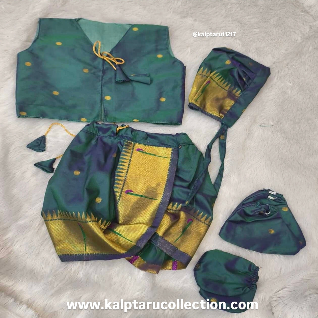 custom paithani family combo-matching outfits for baby boy at Kalptaru Collection