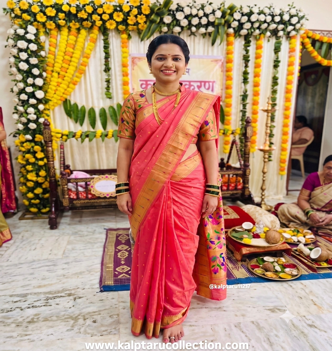 Paithani saree family combo set india for festival - naming ceremony -Annaprashan Ceremony at Kalptaru Collection