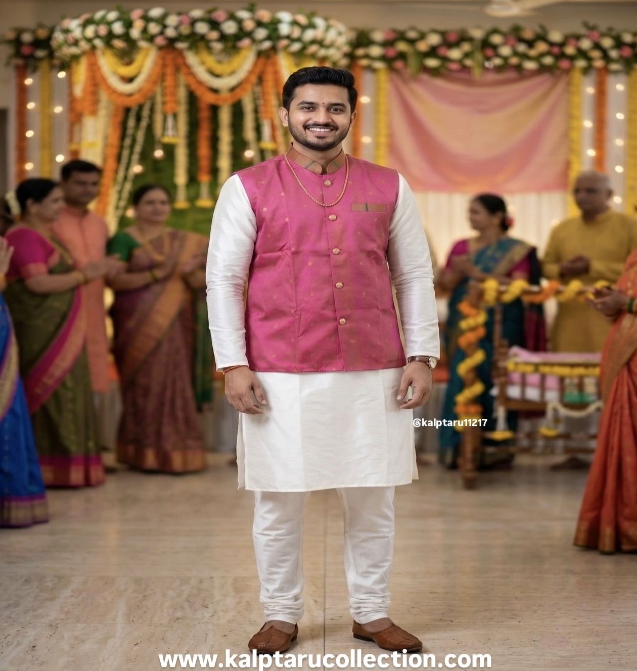 Traditional paithani saree family outfit for naming ceremony at Kalptaru Collection