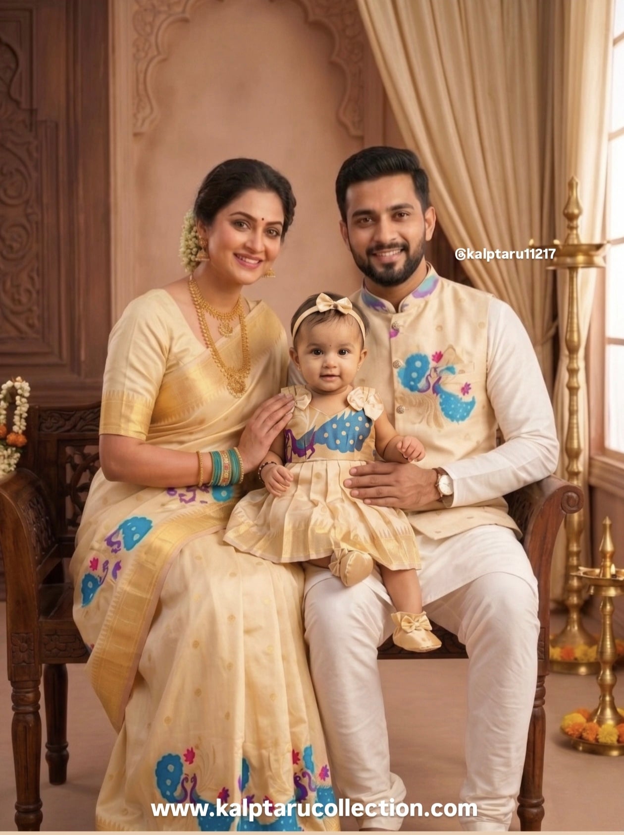 customized paithani family outfit india online at affordable price by Kalptaru Collection