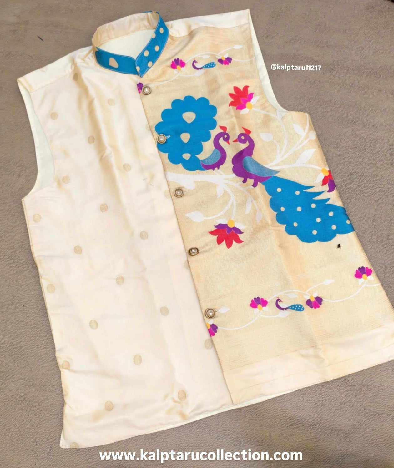 Paithani family combo set-man paithani jacket-family matching outfit-dress-Kalptaru-Collection