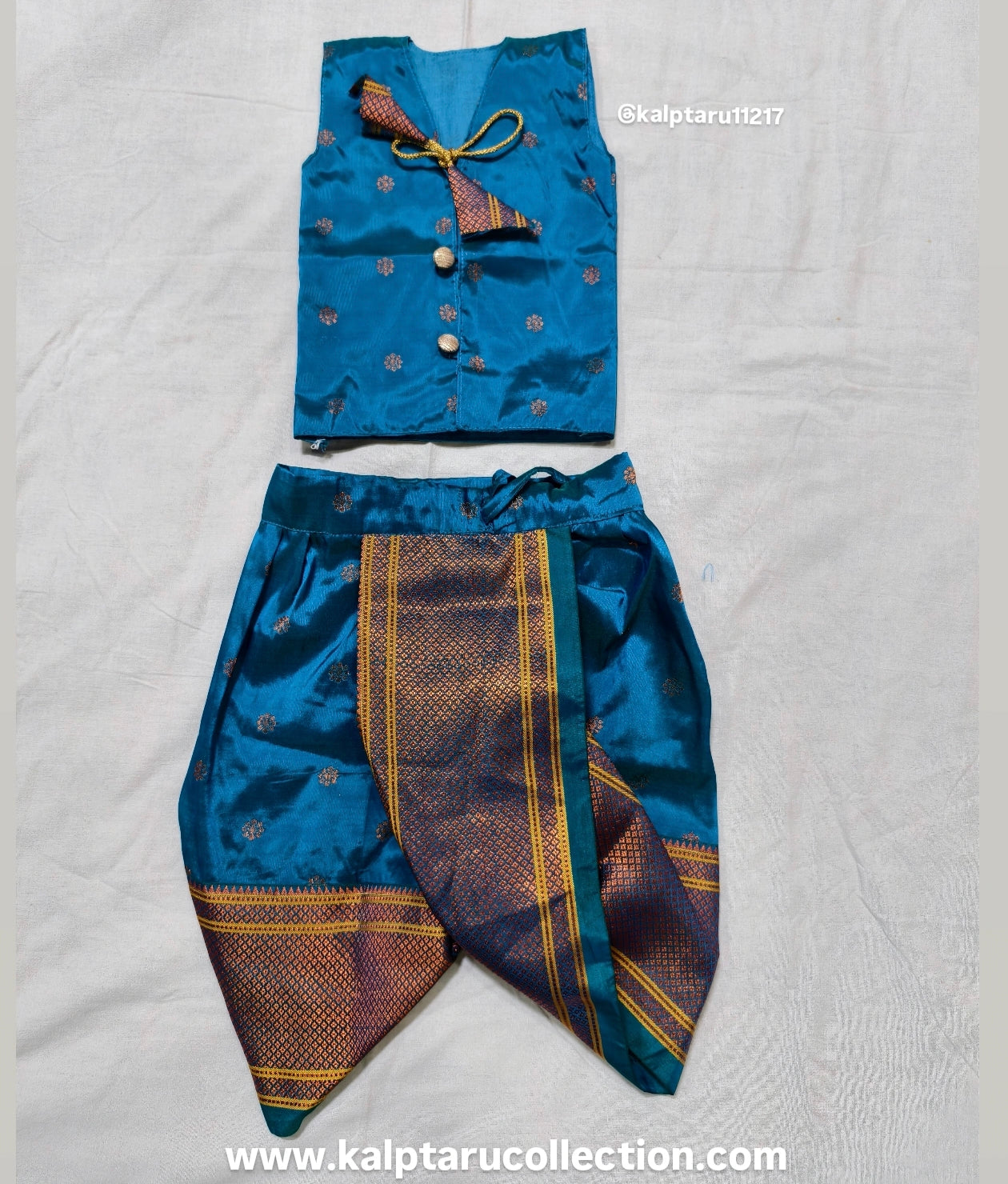 Paithani family combo set-traditional-jacket-dhoti-set-baby-boy-Kalptaru-Collection 