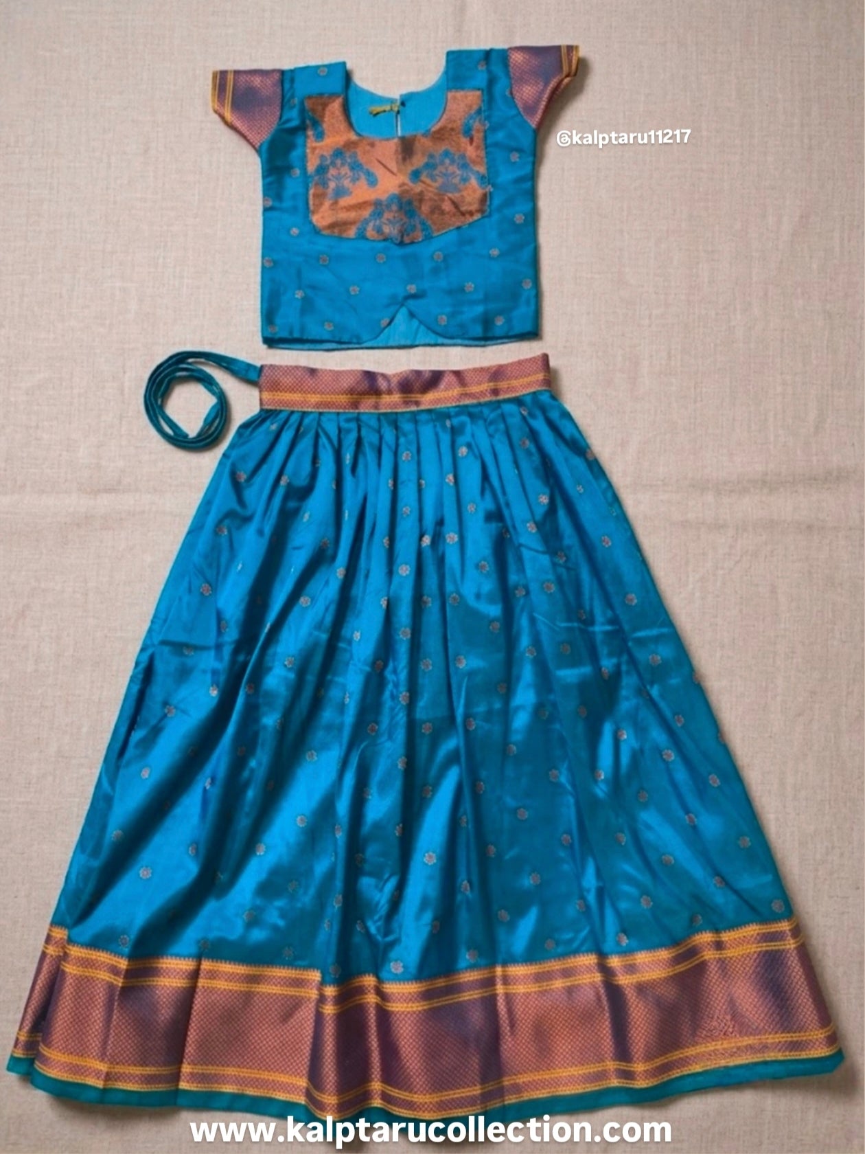 Paithani Family Combo Set-girl-paithani-silk-parkar-polka-traditional-festival-finction-Kalptaru Collection 