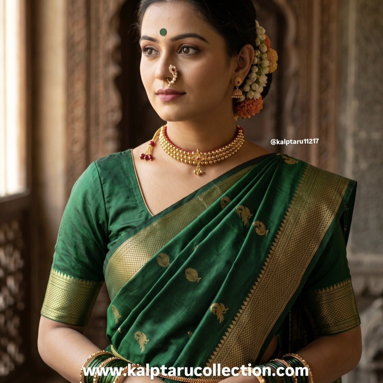 maharashtrian-bridal-traditional-thushi-necklace-online-kalptaru-collection