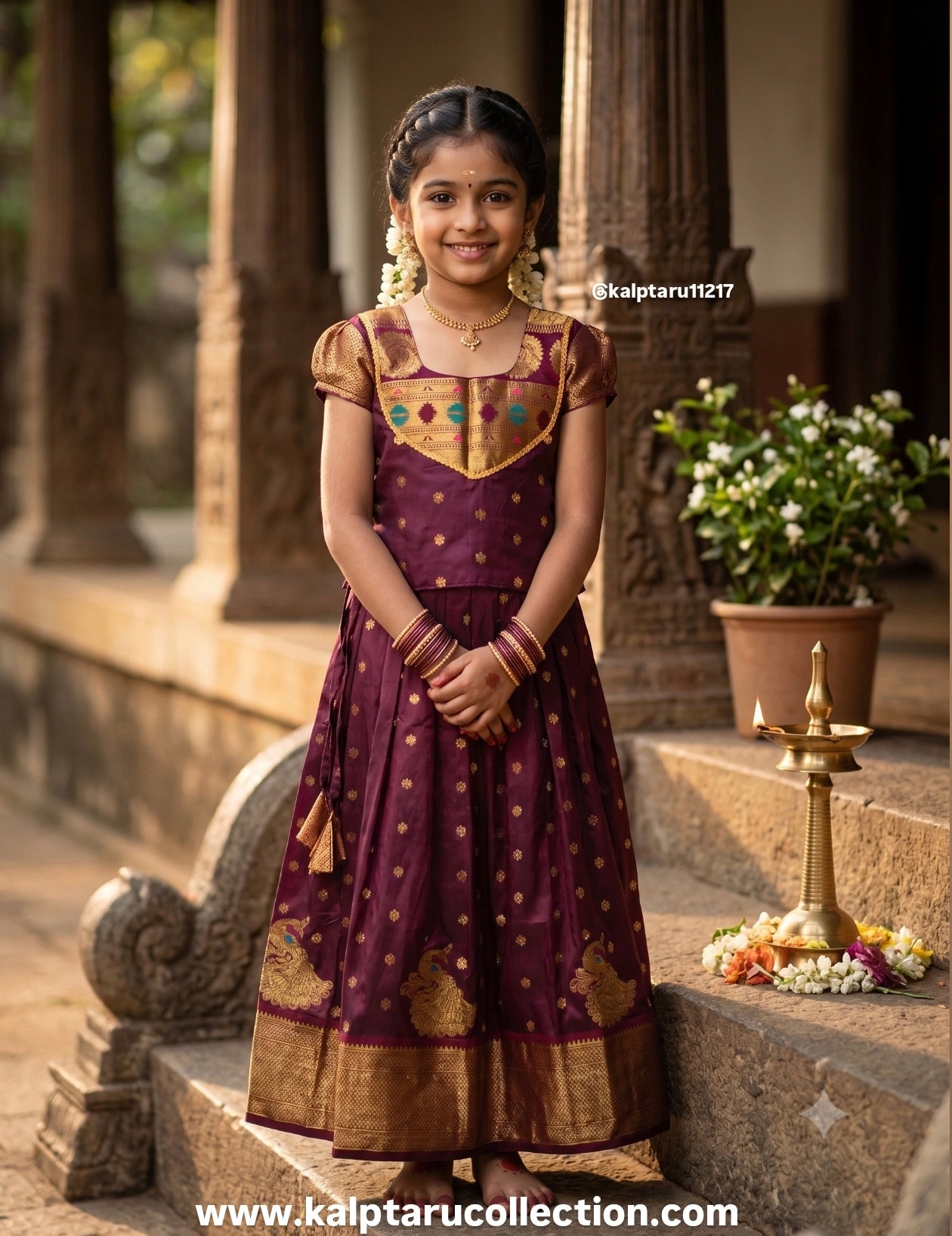 Paithani Traditional Family Combo Set-Dress with Kids-girl-Parkar-Polka-Skirt-Top-Lehenga-Choli for Festival-Function by Kalptaru Collection